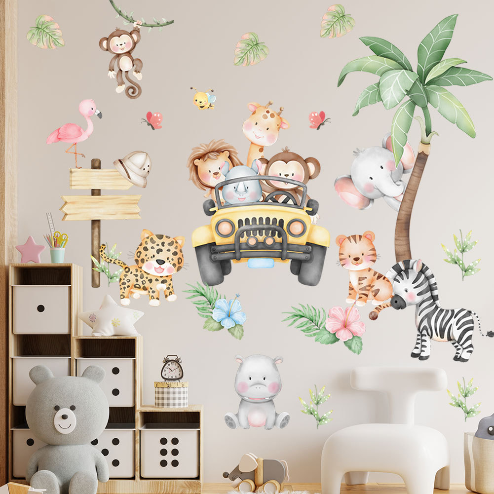 Baby Zoo Nursery - Çocuk odası karikatür fil zürafa ağacı