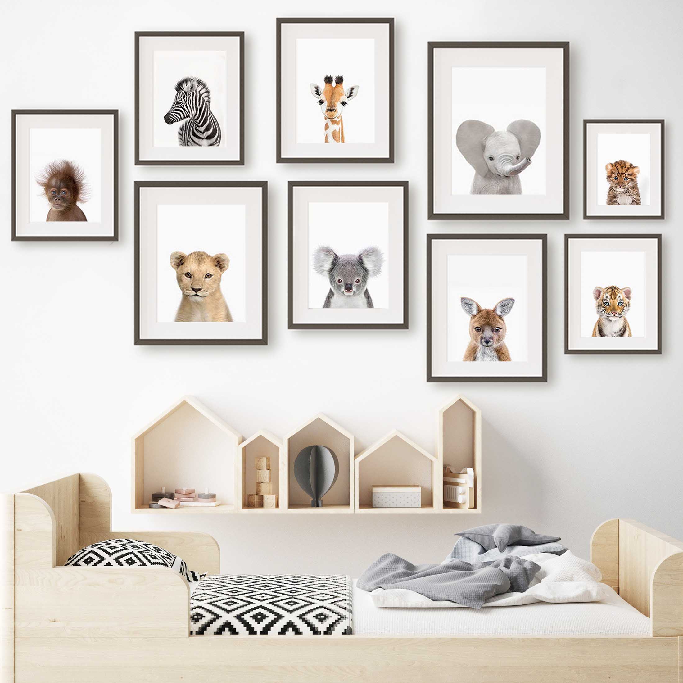 Baby Zoo Nursery - 1 adet çerçevesiz kanvas tablo bebek