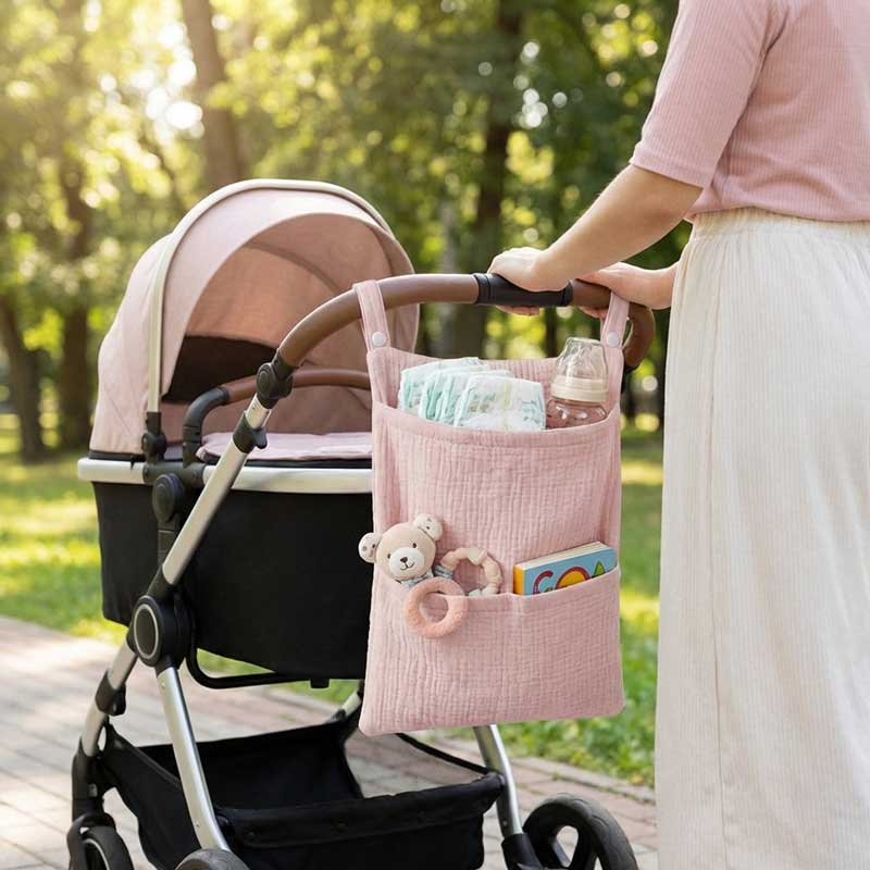 Baby Nursery Toy - Saf Pamuk Bebek Arabası Asılı Çanta