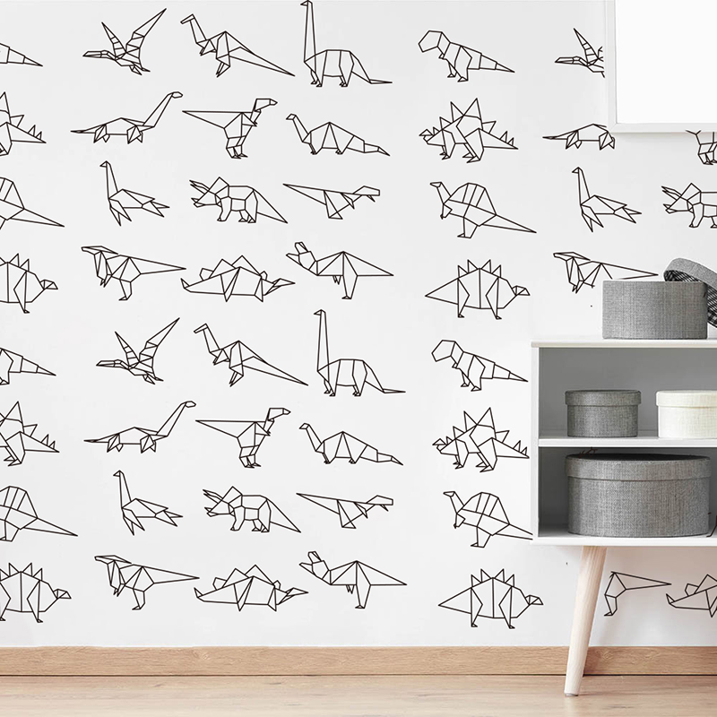Baby Zoo Nursery - Sevimli Origami Dinozorlar Hayvan Duvar Sticker