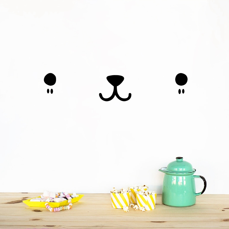 Baby Nursery Vinyl Wall Stickers - Sevimli Kawaii yüzü duvar sanatı çıkartması
