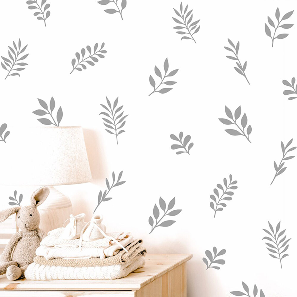 Baby Nursery Vinyl Wall Stickers - 41 adet botanik yaprak duvar sticker