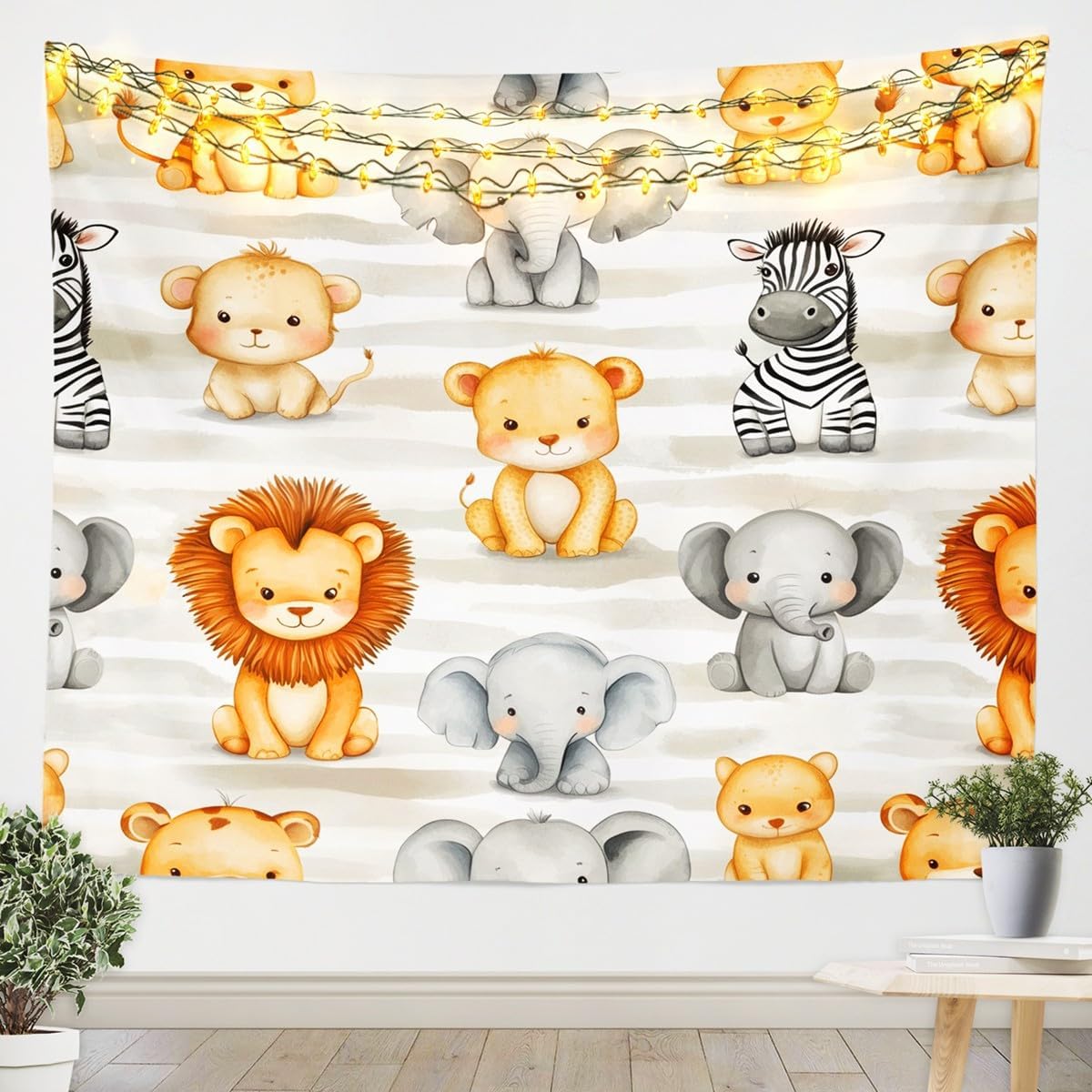 Baby Zoo Nursery - Sevimli Safari Orman Hayvanları Goblen Duvar