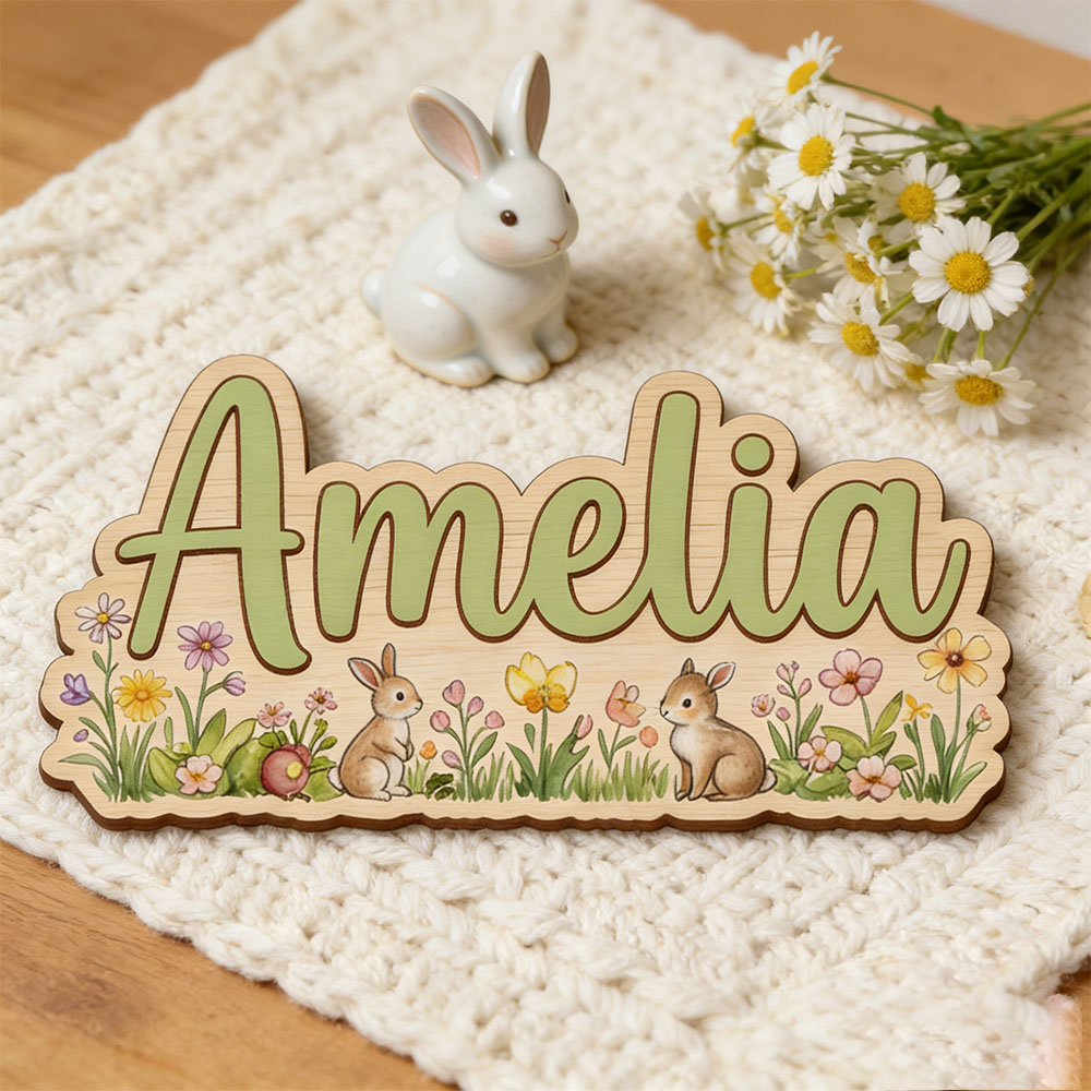 Kişiye Özel 'İki Tavşanlı Kır  - Baby Nursery Themes incelemesi ve fiyatı