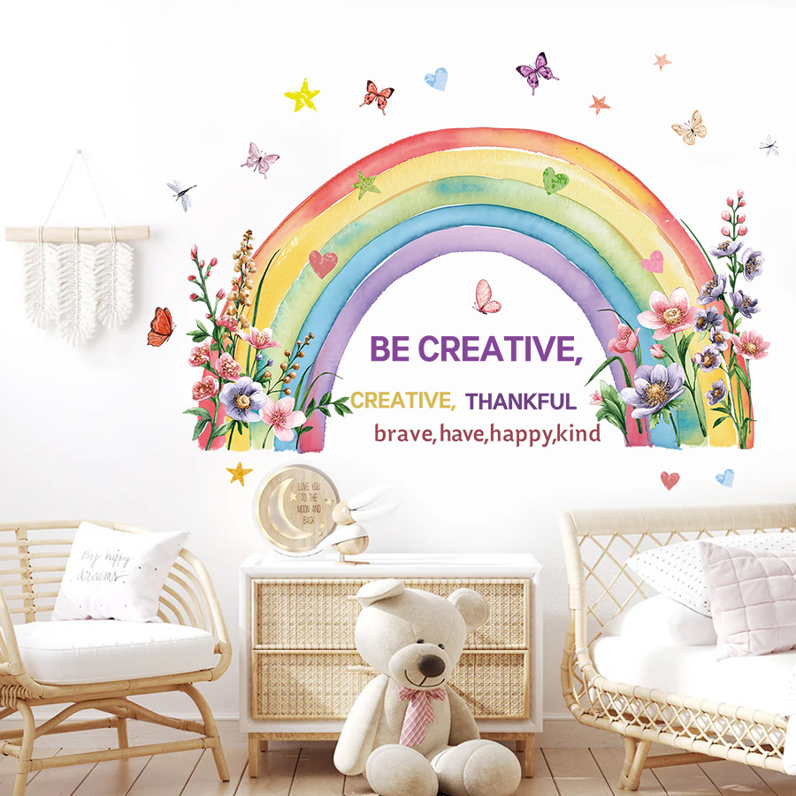 Suluboya Gökkuşağı Kelebek duv - Baby Nursery Vinyl Wall Stickers incelemesi ve fiyatı