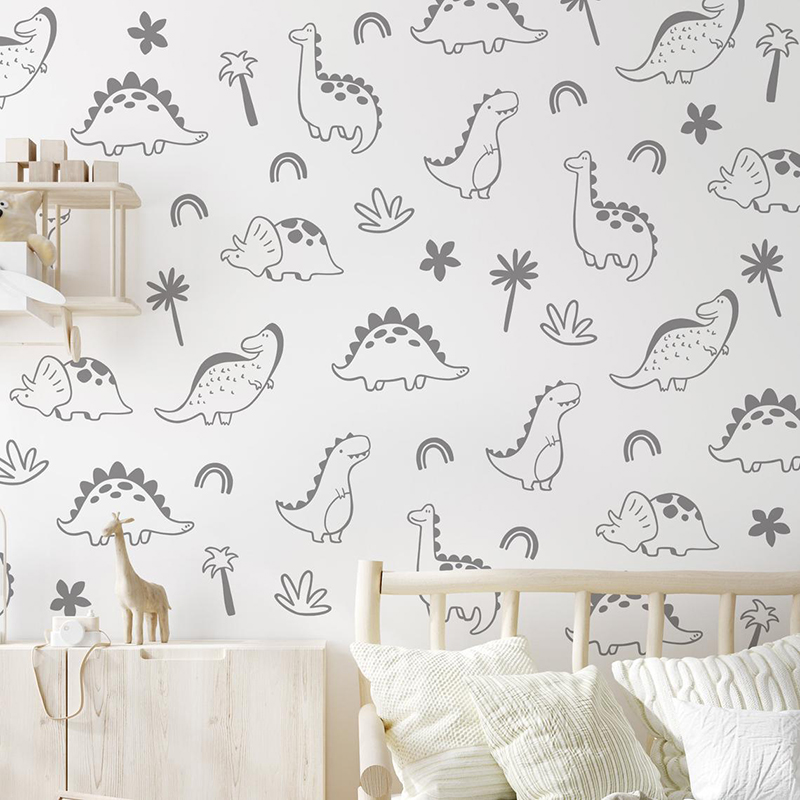 Geometrik Dinozor Ağacı Gökkuş - Baby Nursery Vinyl Wall Stickers incelemesi ve fiyatı