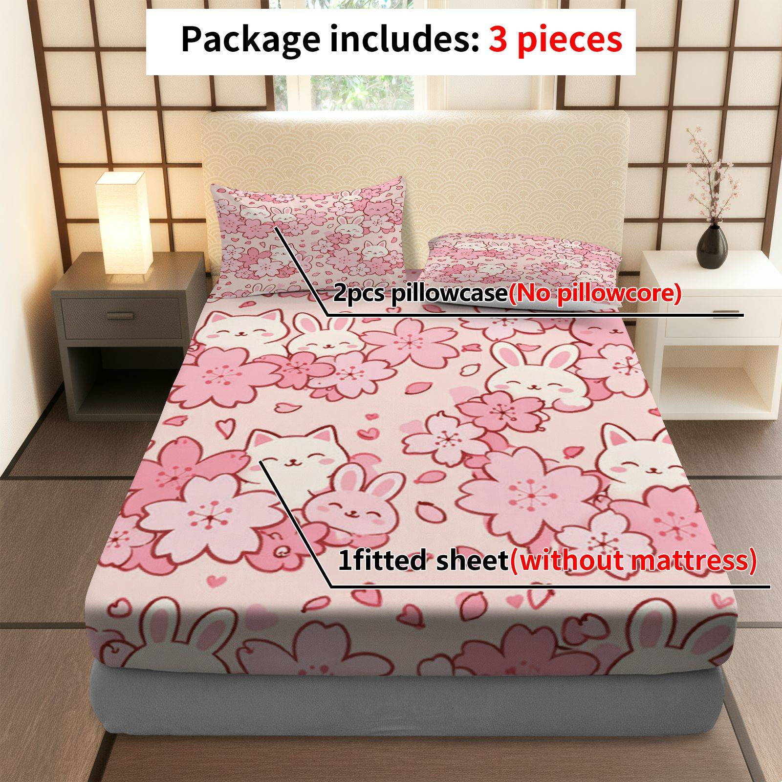 Sakura Tavşan Kedi Yatak Seti, - Baby Nursery Themes incelemesi ve fiyatı